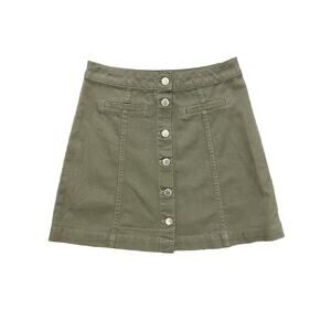New H&M Olive Green 6 Button Front Skirt Size 2